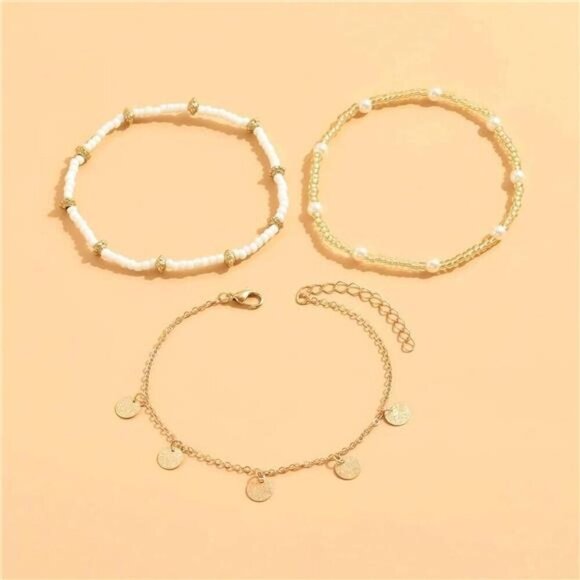 Shell Anklet Set for Women Gold Starfish Pearl Heart Beach Adjustable Jewelry - Picture 6 of 7